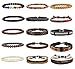 THUNARAZ 8-15Pcs Men Leather Bracelets Hemp Cords Wood Beads Ethnic Tribal Bracelets Leather Wristbands