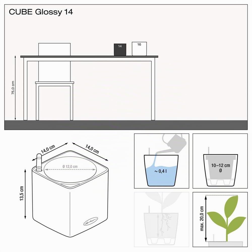 LECHUZA CUBE Glossy 14 weiß-highgloss 13510 4