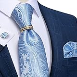DiBanGu Mens Tie Set Silk Necktie and Gold Tie Ring