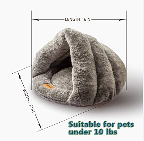 Hesiry Cat Cave Bed Small Dog Tent House for Indoor and Outdoor with Cozy Cushion, Machine Washable Small Animal Beds with Triangular Entrance