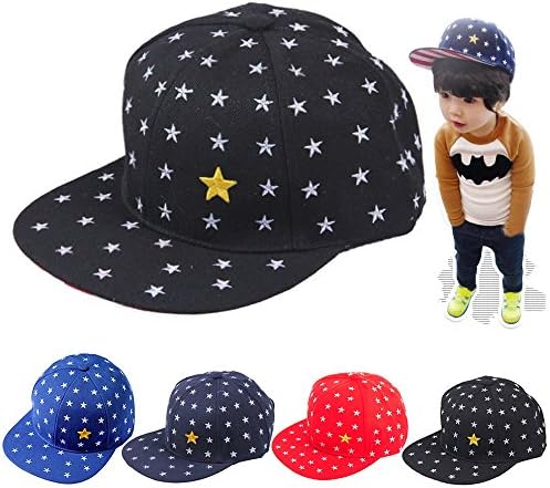 AStorePlus Children Boys Baseball Cap, Kids Stars Embroidery Design Hip Hop Baseball Hat Snapback, Black