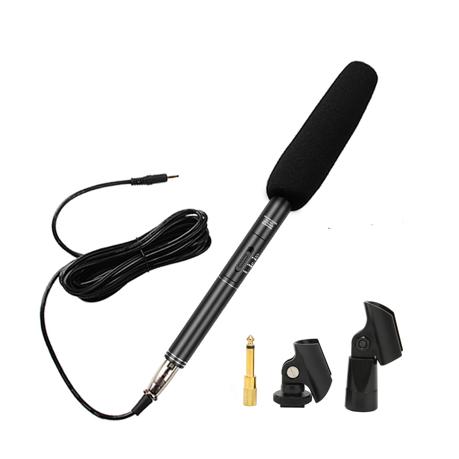 Interview Microphone, 36cm/14.2in Wired XLR Condenser Shotgun Microphone, with 5M XLR Cable, Handheld Noise Reduction Interview Camera Mic