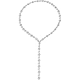 JGVG Colorful Necklace For Women, Long Y Shape Rhinestone Jewelry Multicolor Beaded Choker Drop Rainbow Necklaces For Women