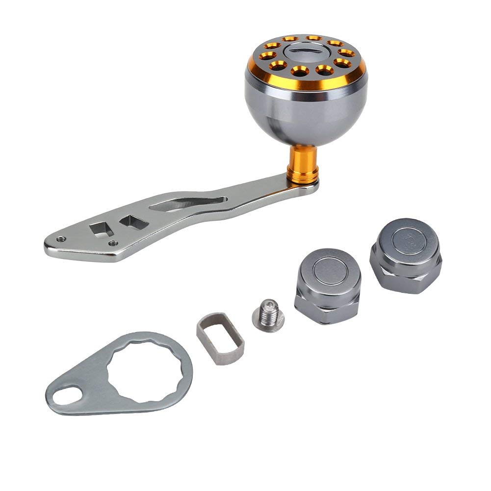 Alomejor Fishing Reel Handle, Reel Handle Grip, Gold Finish for Enhanced Style, for Abu Round Baitcast Fishing Reel,for saltwater fishing, for fishing competitions