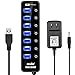 Powered USB Hub Port Splitter - (2017 Version) atolla CH207U3 7 Port USB 3 Hub with Fast Charging Port for Mac Apple Macbook Surface Pro Multi Port Extender with Power Supply, On/off switch, 60cm Cord