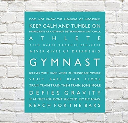 Gymnast Poster - 16 x 20 Typography Print - Turquoise or Navy