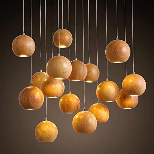 UZI-Lights Nordic country wood Arts wood ball 16 lamp living room dining room Cafe lighting