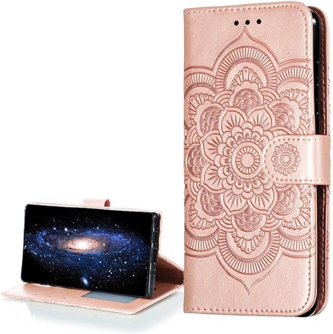 LEMAXELERS Galaxy S21 Case,For Samsung Galaxy S21 Cover Embossed Totem Mandala PU Leather Flip Notebook Wallet Case Magnetic Stand Card Slot Folio Bumper Case for Samsung Galaxy S21,LD Mandala Rose