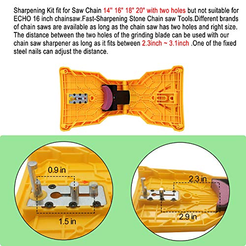 ADINC Chainsaw Sharpener Universal Chain Saw Blade Sharpener Fast Sharpening Stone Grinder Tools Bar Mounted Chainsaw Teeth Sharpener Fit for 14/16/18/20 Inch Chain Saw Bar with 2 Holes - Thumbnail 4