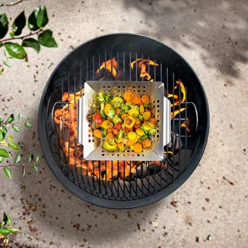 image for Vencino Small Grill Basket - Heavy Duty Stainless Steel Grilling Acces