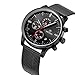 Baogela Mens Black Dial Military Stainless Steel Chronograph Quartz Wrist Watch\