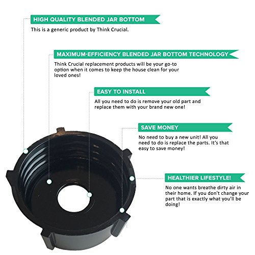 Think Crucial Replacements for Oster Blender Jar Cap Ice Crushing Blade & Sealing Ring, Compatible With # 4961 & 4902