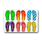 Custom Flip Flop Summer Beach Door Mats Cover Non-Slip Machine Washable Outdoor Indoor Bathroom Kitchen Decor Rug Mat