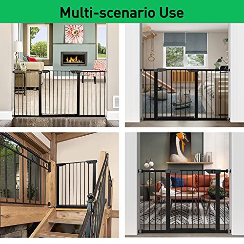 ALLAIBB Walk Through Baby Gate Auto Close Tension White Metal Child Pet