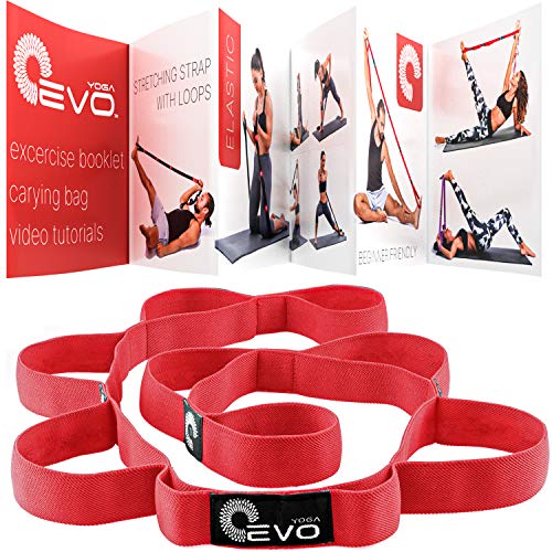 Stretching Strap with Loops for Physical Therapy, Yoga Strap for Stretching, Stretch Out Strap (red)