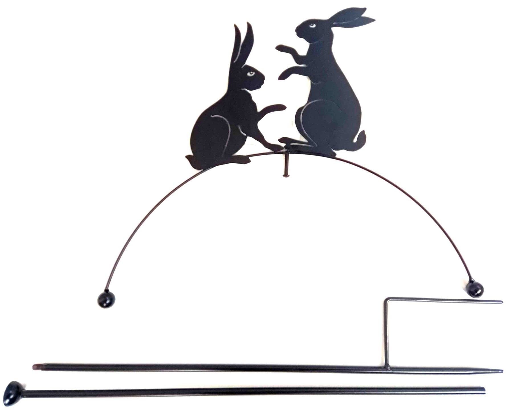 SK Playing Rabbit Pair Balancing Sculpture, Metal Garden Wind Spinner, Garden Stake - Great Garden Decor Ornament Part Of The Metal Stakes And Garden Stakes Range