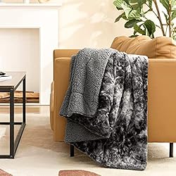 joybest Faux Fur Throw Blanket for Couch, Tie-Dye