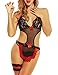 Avidlove Womens Lingerie Costume Set Teddy Bodysuit Maid Uniforms with Hair Hoop