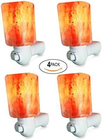Dream Salts Himalayan Salt Lamp Night Light/Plug for Air Purifying, Bedroom Decoration and Lighting, 4 Pack (Cylinder)