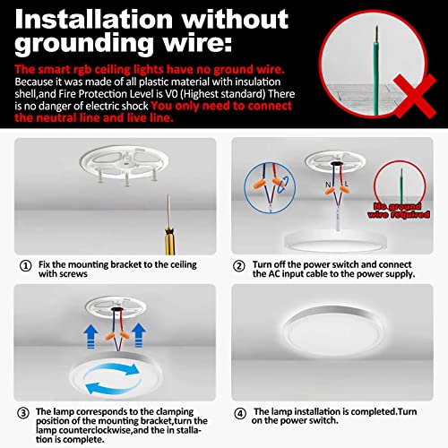 Aphyni AIJIA RGB Smart Ceiling Light 24W 12Inch Ultra Thin Flush