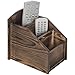 MyGift Burnt Solid Wood TV Remote Control Holder with 3 Compartments, Media Storage Organizer Caddy, Office Desktop Supplies Rack