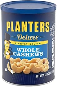 Planters Deluxe Lightly Salted Whole Cashews, 18.25oz. Resealable Canister - Lightly Salted Cashews & Ligh