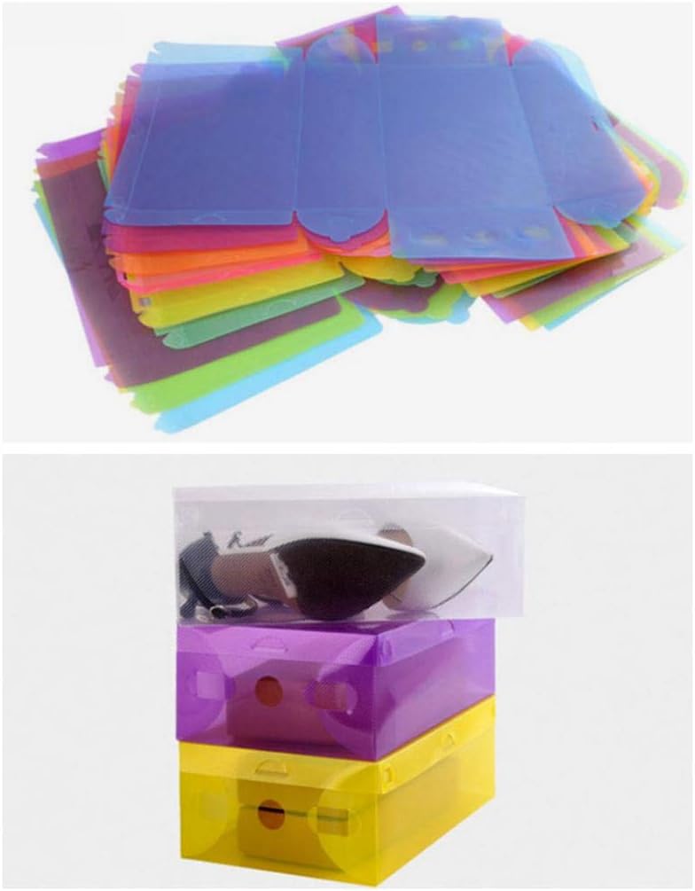 stackable shoe box drawers on Clothing Closet Storage Cuiedailqhb Transparent Dust Proof Stackable Drawer Shoes Storage Box Container Organizer Blue Shoe Organizers