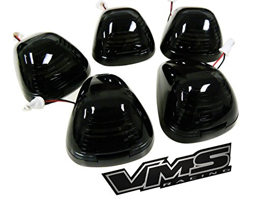 Cab Roof Lights Markers 5 Piece pc COVERS with BASE in SMOKED Lenses Assembly CRL 264143BK for 99 -14 Ford F250 F350 F450 F550 F650 Superduty Excursion (with Built-in LED Amber Bulbs) 99 00 01 02 03 04 05 06 07 08 09 10 11 12 13 14 1999 2000 2001 2002 2003 2004 2005 2006 2007 2008 2009 2010 2011 2012 2013 2014