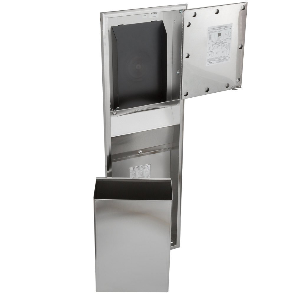 Bobrick B-3944 ClassicSeries Recessed Convertible Paper Towel Dispenser / Waste Receptacle