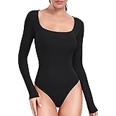 HeyNuts Women's Ultra Soft Long Sleeve Scoop Neck Bodysuit, Causal Tops Basic Tee