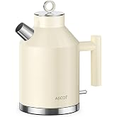 ASCOT Electric Kettle, 1.5L Stainless Steel Interior, 1500W, Cream | 1500W Fast Boil, Plastic Free, Auto Shut-Off, Boil-Dry Protection