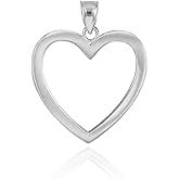 Heart Pendants High Polish 925 Sterling Silver Love Charm Open