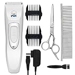 Pet Clippers, YIHONG Professional Cordless Electric Dog Clippers Rechargeable Dog Hair Clippers Low Noise Pet Trimmers Grooming Trimming Kit Tool Set (White)