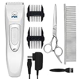Pet Clippers, YIHONG Professional Cordless Electric Dog Clippers Rechargeable Dog Hair Clippers Low Noise Pet Trimmers Grooming Trimming Kit Tool Set (White)