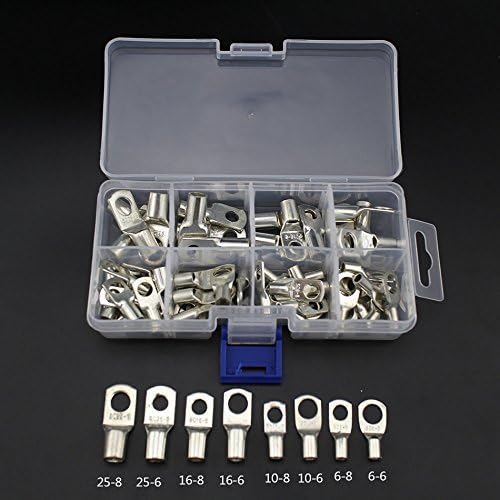 DollaTek 60pcs Bolt Hole Tinned Copper Terminals Set-Wire terminals Connector Cable lugs Battery SC Terminals Glimpse of Mouth - Image 5