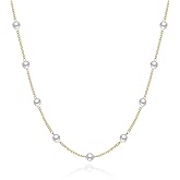 Kyerlyn Dainty Pearl Pendant Necklaces for Women 14K Gold Plated Handmade Layered Pearl Chain Necklace Delicate Layered Pearl Necklace Everyday Jewelry Gift