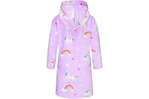 SRVNFBKT Boys Girls Bathrobes, Kids Hooded Bathrobes Plush Soft Flannel Robes Sleepwear Gift for Boys Girls