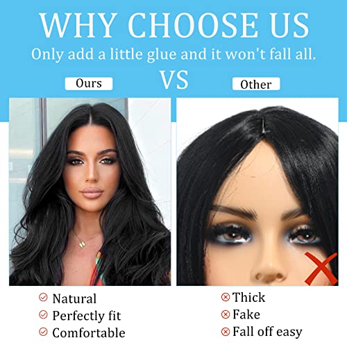 POPTAIYU Long Black Wavy Wigs for Women Lace Front Body Middle Part Hair Heat Resistant Synthetic Natural Looking Wigs for Daily Party Use (Black,26inch)