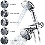 Hydroluxe Full-Chrome 24 Function Ultra-Luxury 3-way 2 in 1 Shower-Head /Handheld-Shower Combo