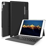 KuGi ipad pro 10.5 keyboard case, Lightweight Stand Portfolio Case with Bluetooth Keyboard cover case + Pencil holder for 10.5 inch New Apple ipad pro 2017 Released ipad. Black