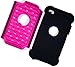 Bastex Heavy Duty Hybrid Case for Touch 4, 4th Generation iPod - Black Silicone with Hot Pink Diamond Crystal