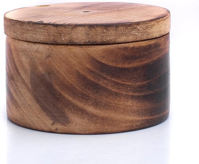The Great Indian Bazaar Beautiful Handmade Decorative Mango Wood Sugar Bowl with Lid for Salt Spice Herb Loose Leaf Tea Storage Table Countertop Container Novelty Home & Kitchen