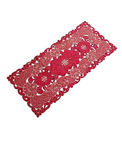 Kuber Industries Embroidered Cotton Table Runner - Maroon