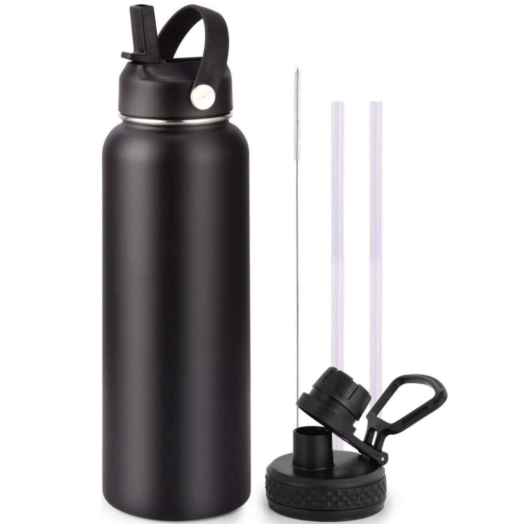 Photo 1 of ***2ND LID IS MISSING***Premium Stainless Steel Vacuum Insulated Water Bottle, 24 oz, BPA-Free Lid, Wide Mouth, Double Wall, Powder Coated***2ND LID IS MISSING***
