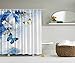 Ambesonne Floral Shower Curtain, Nature Theme Wild Flowers Monarch Flying Butterflies Lily on Lake Therapy Spa, Cloth Fabric Bathroom Decor Set with Hooks, 69