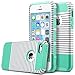 ULAK iPhone 5S Case, iPhone 5 SE Case, Slim Fit Protection Case Hybrid Scratch Resistant Hard Back Cover Shock Absorbent TPU Bumper Protective Case (Minimal Mint Stripes)