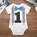 iEFiEL Baby Boys Short Sleeves My 1st Birthday Bodysuit Romper One-Piece Jumpsuit Party Photography Outfits Romper with Suspenders 18 Months