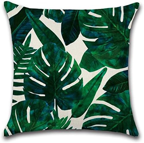 dfdkko Summer Banana Leaf Cotton Linen Square Throw Pillow Case Cushion Cover 18X18
