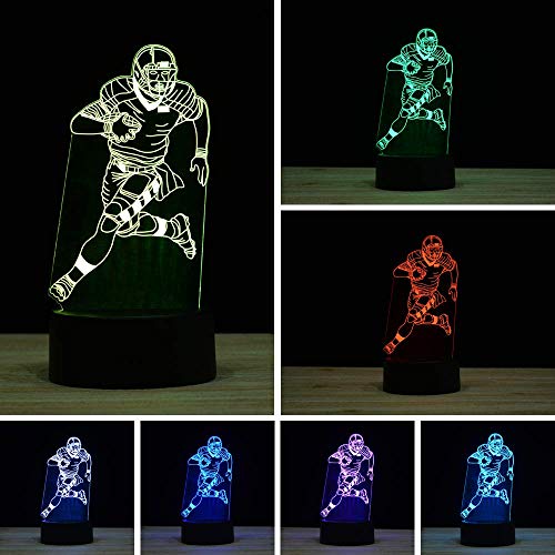 3D Illusion LED Night Light,7 Colors Gradual Changing Touch Switch USB Table Lamp for Holiday Gifts or Home Decorations (Remote Control ，Football Player，Rugby Light) - Thumbnail 7