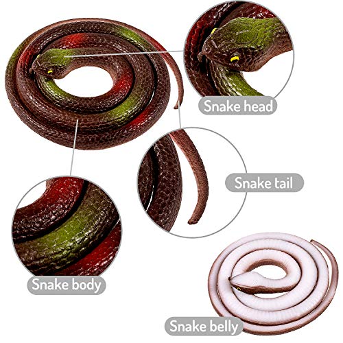 Whaline 3 Pieces Realistic Rubber Snakes, Fake Snakes Black Snake